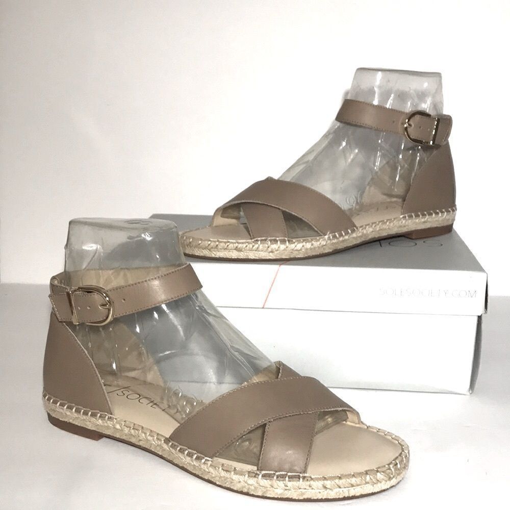 Sole Society Saunda Leather Ankle Strap Espadrille Sandals